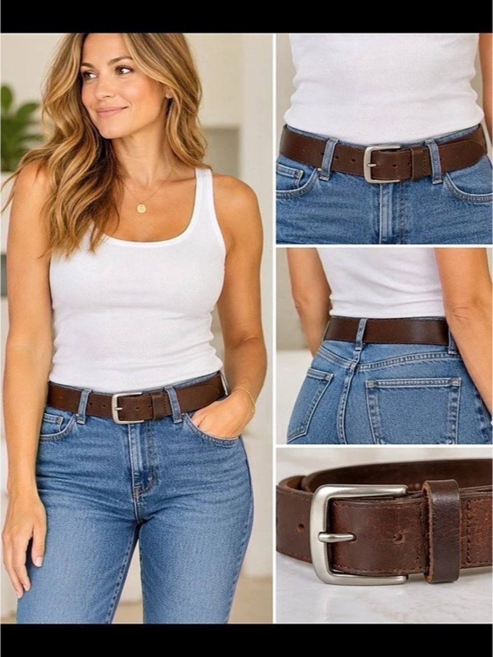 H&M Leather Belt Brown EU 95 US 37-38